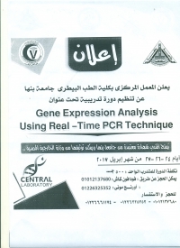 عقد دورة تدريبية عن Gene EXpressien Anahvsis Using Real-Time PCR Technique